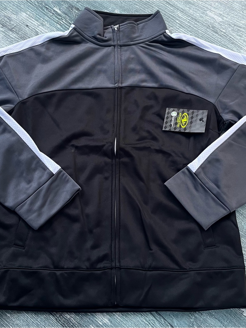 Athletic Works Men's Black & Gray Performance Track Jacket